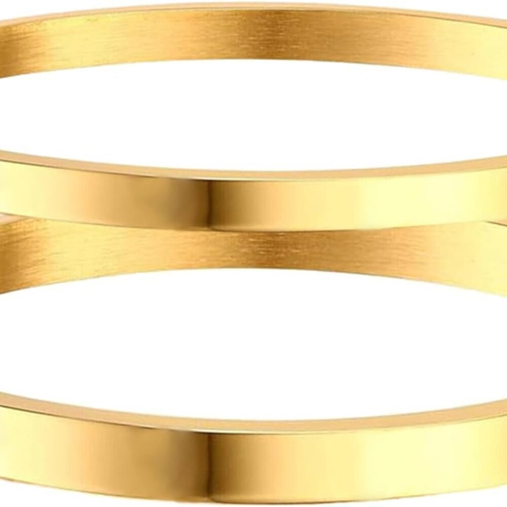 Gold Silver Black Bangle Bracelets For Women 18k Gold Plated Stackable Gift